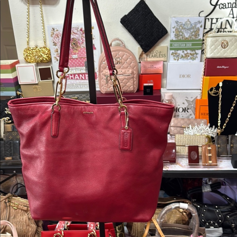 Coach Burgundy Leather Tote Bag